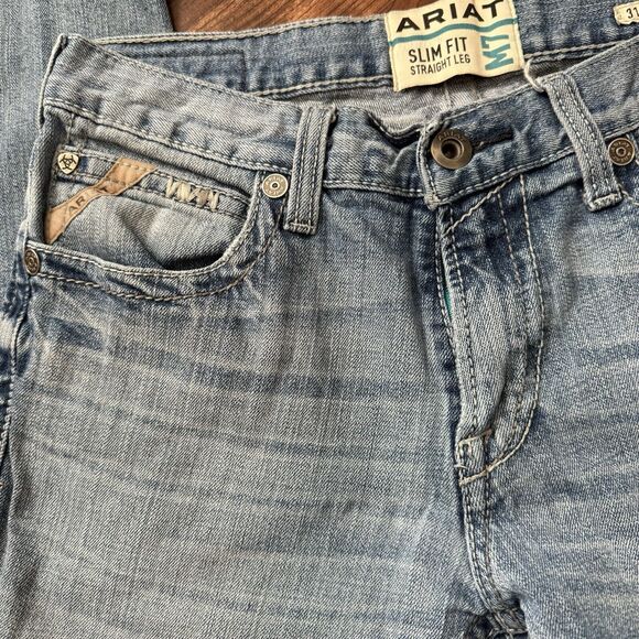 Ariat M7 Slim Fit Straight Leg Jeans 31/34 Light Wash Denim Western Work - Picture 8 of 12